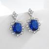 New Colorful Treasure Blue Gemstone Pigeon Egg Three-piece Luxury Set with Diamond Necklace Ring Earrings