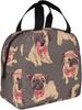 Cute Puppy Pug Dog Lunch Bag Box for Girls Women School Insulated Lunch Bag Reusable Portable Waterproof Cooler Travel Picnic