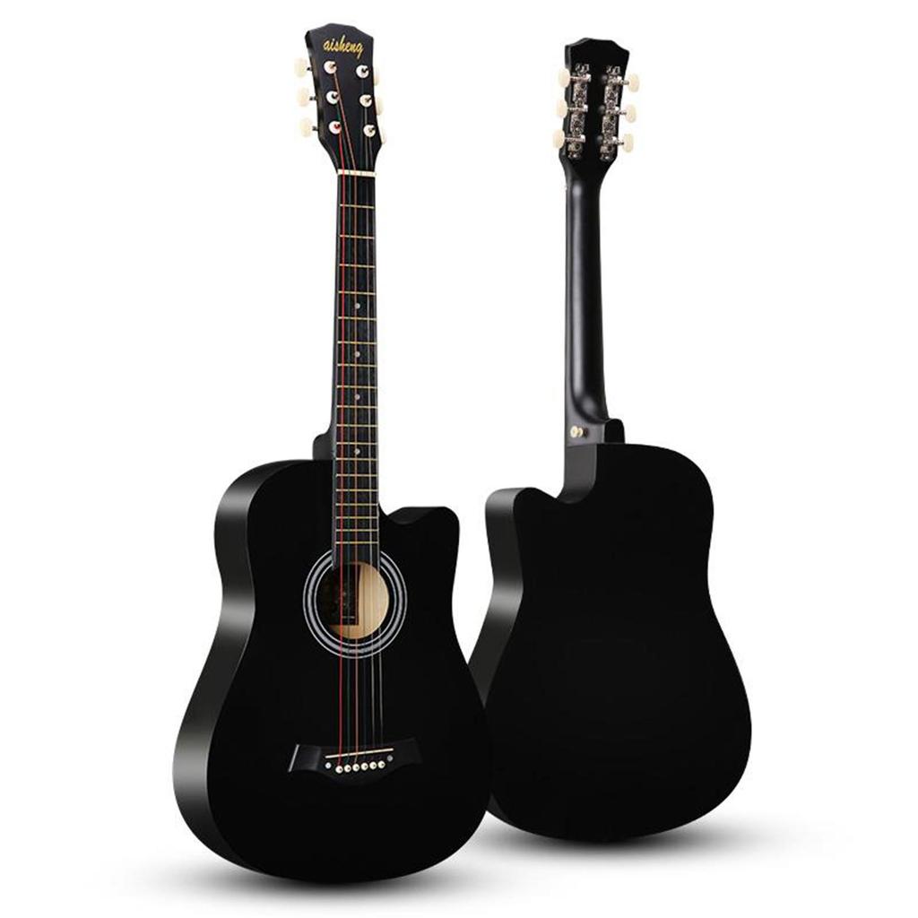 38 "" tamanho completo adulto 6 cordas cutaway folk violão para estudantes iniciantes (Preto)