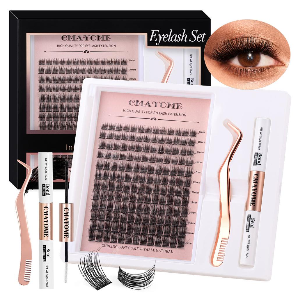 Single Cluster C Curved Multi-Hair False Eyelash Set 8-16Mmdiy Segmented Grafting Thick Eyelashes