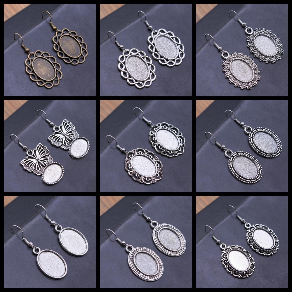 Fit 13x18mm Cabochons Oval Blank Setting Bezel Blank Cabochon Earring Base For DIY Earring Making