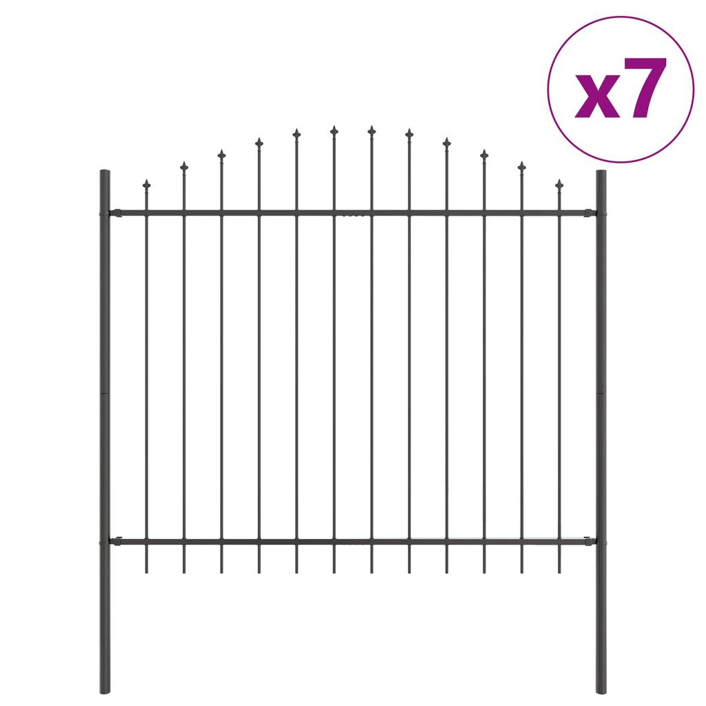 Garden Fence 7 pcs Grey 170 x 190 cm Powder Coated Steel