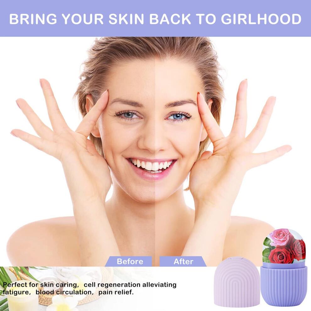 Face Ice Roller Facial Ice Massager for Puffiness and Pores, Reusable Silicone Cooling Design