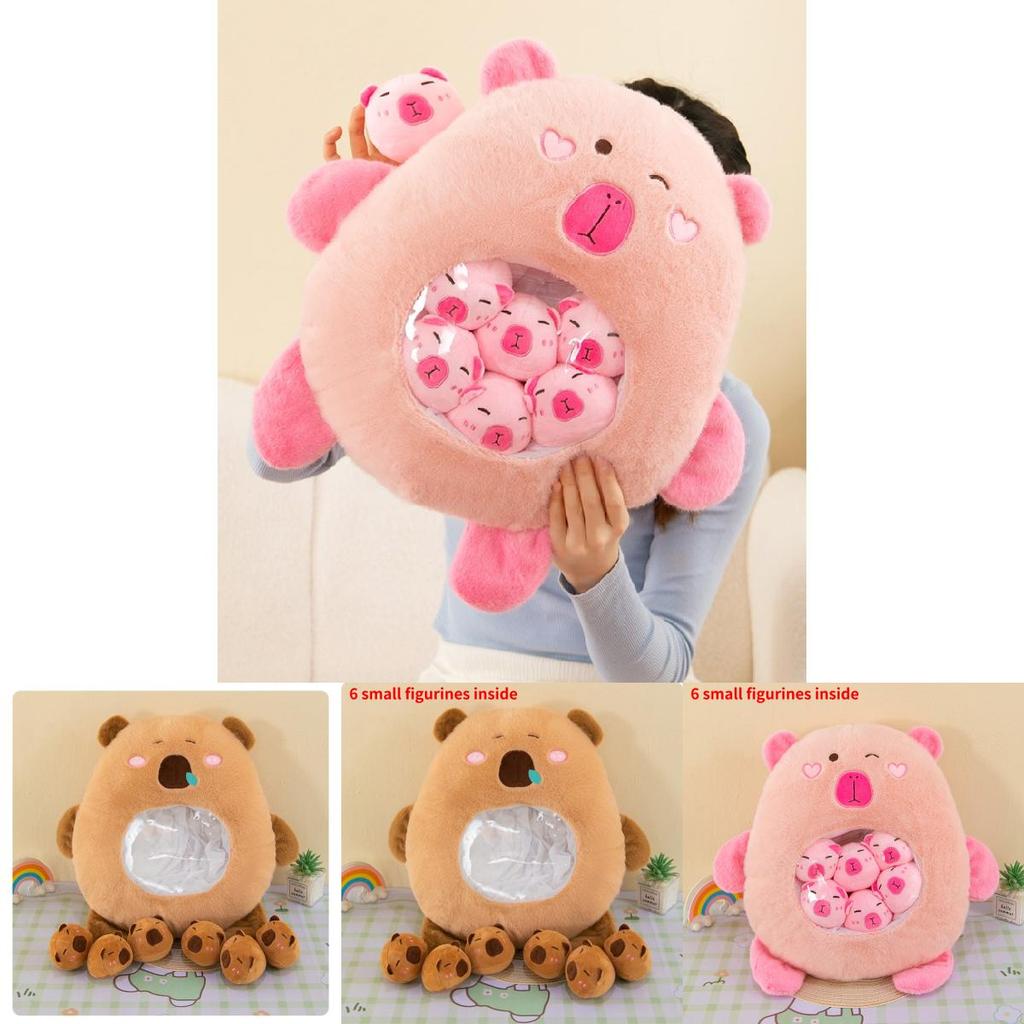 Adorabile Set di Cuscini Peluche Capibara Riempito con Morbido Cotone PP Materiale Peluche Corto