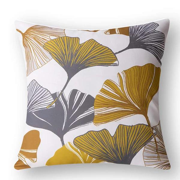 Yellow Gray Geometric Pattern Petal Linen Pillowcase Sofa Cushion Cover Home Decoration Can Be For You 40X40 45X45