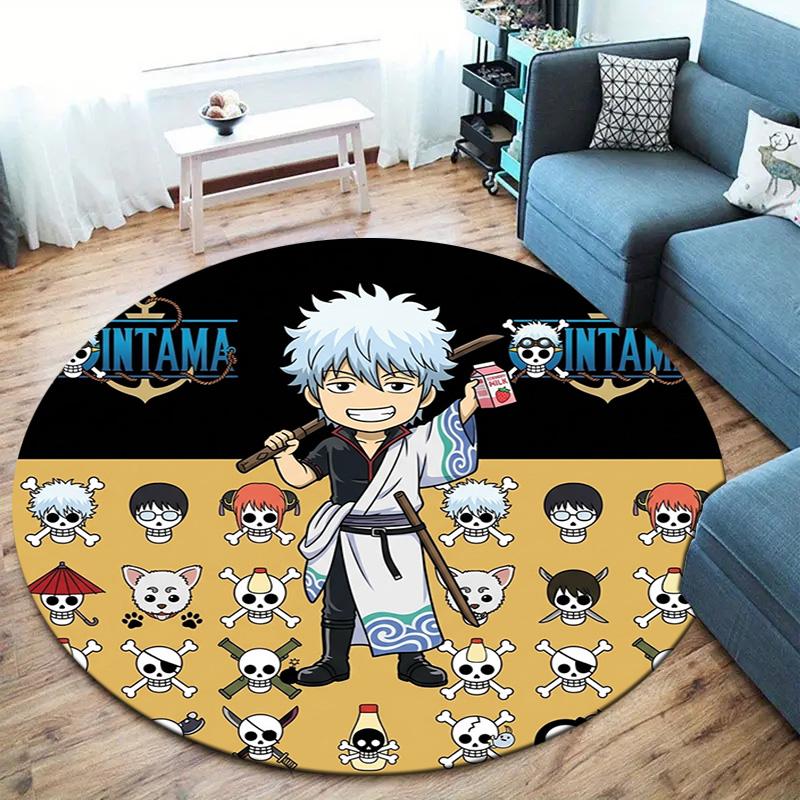 Gintama Round Area Rug Carpet Rug For Living Room Bedroom Sofa Playroom Decor Nonslip Floor Mat