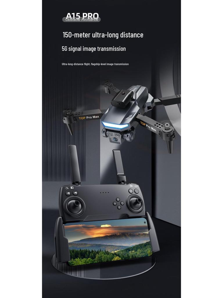 A15 Pro Folding Drone with Obstacle Avoidance and Remote Control
