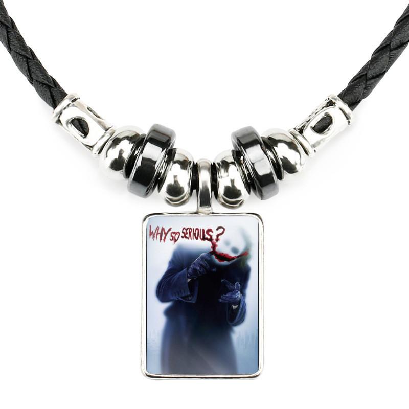 Klasický filmový přívěsek Joker Náhrdelník Pro Muže Ručně vyráběný Geometrický Kožený Provázek Řetízek