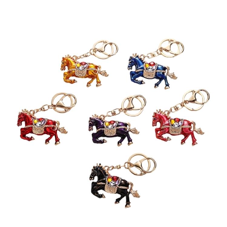 2026 Chinese Zodiacal Horse Keychain Bedazzled Rhinestones Artistic 3D Model Portable for Everyday Essential
