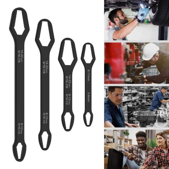 4Pcs/Set Universal Wrench Double-Head Self-Tightening Wrenches Adjustable Size Multi-Function Ratchet Wrench Car Repair Kit