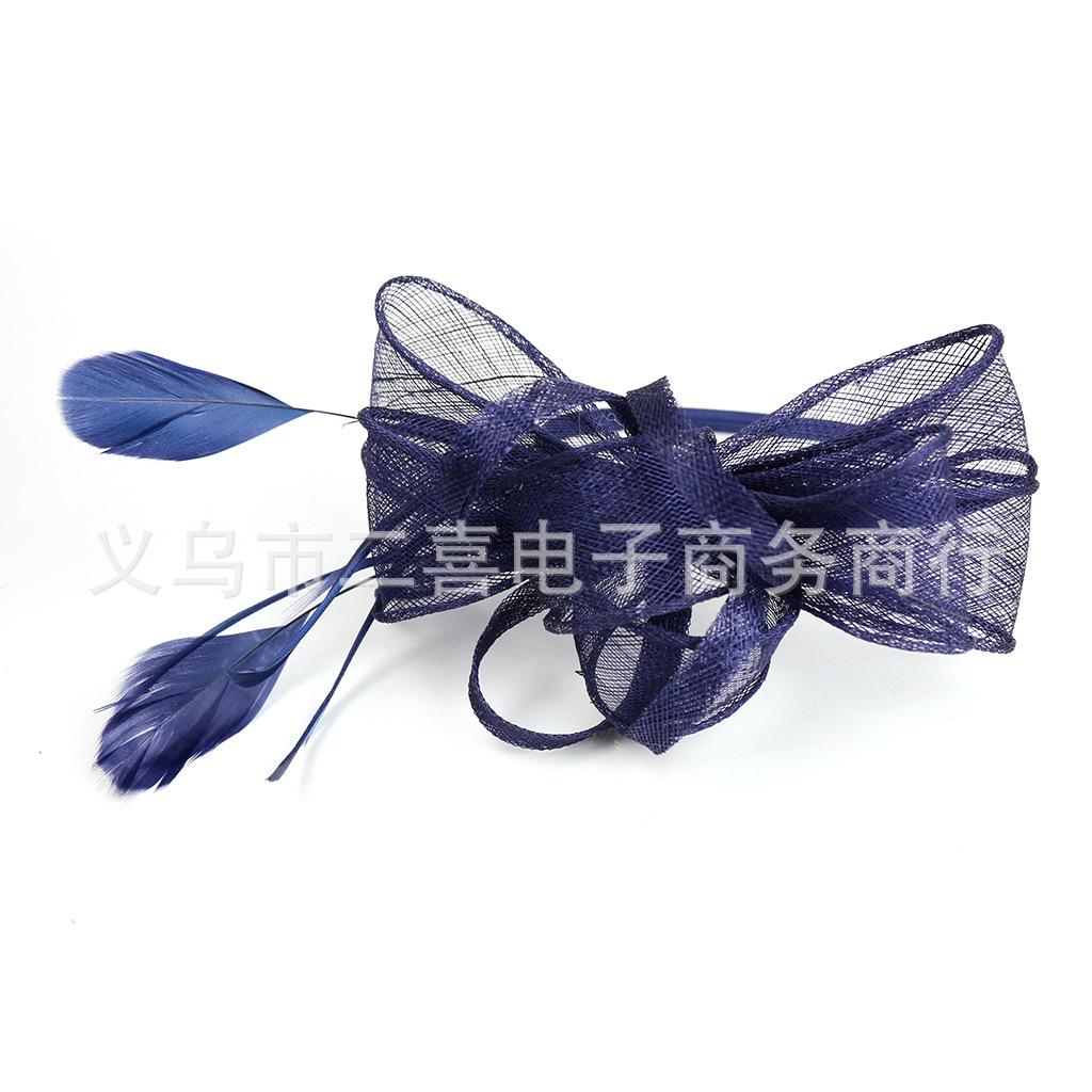 Fine Linen Yarn Bridal Tiara Feather Flower Hairpins Hair Ornaments, Prom Party Headbands, Top Hats
