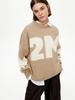 Round Neck Jumper for Autumn Winter Knitted Fashionable Versatile Round Neck Loose Fit Letter Jumper for Women Luxurious Relaxed Versatile Top