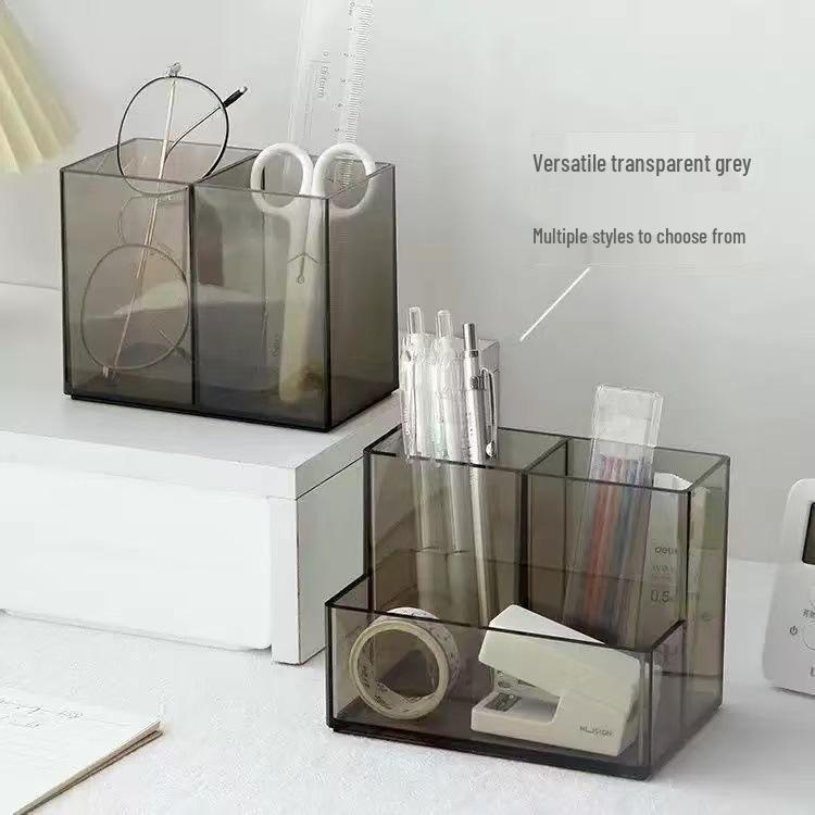Simple Cute Desktop Transparent Pen Holder - Large Capacity Stationery Organizer