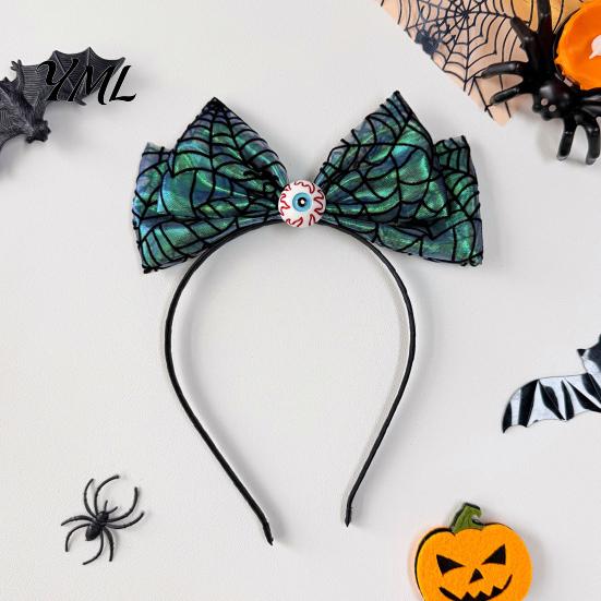 Eye Catching Festival Hair Accessories Halloween Headband with Spider Web Bow And Eyeball/Pumpkin/Ghost Decor for Lightweight Adults Kids Cosplay