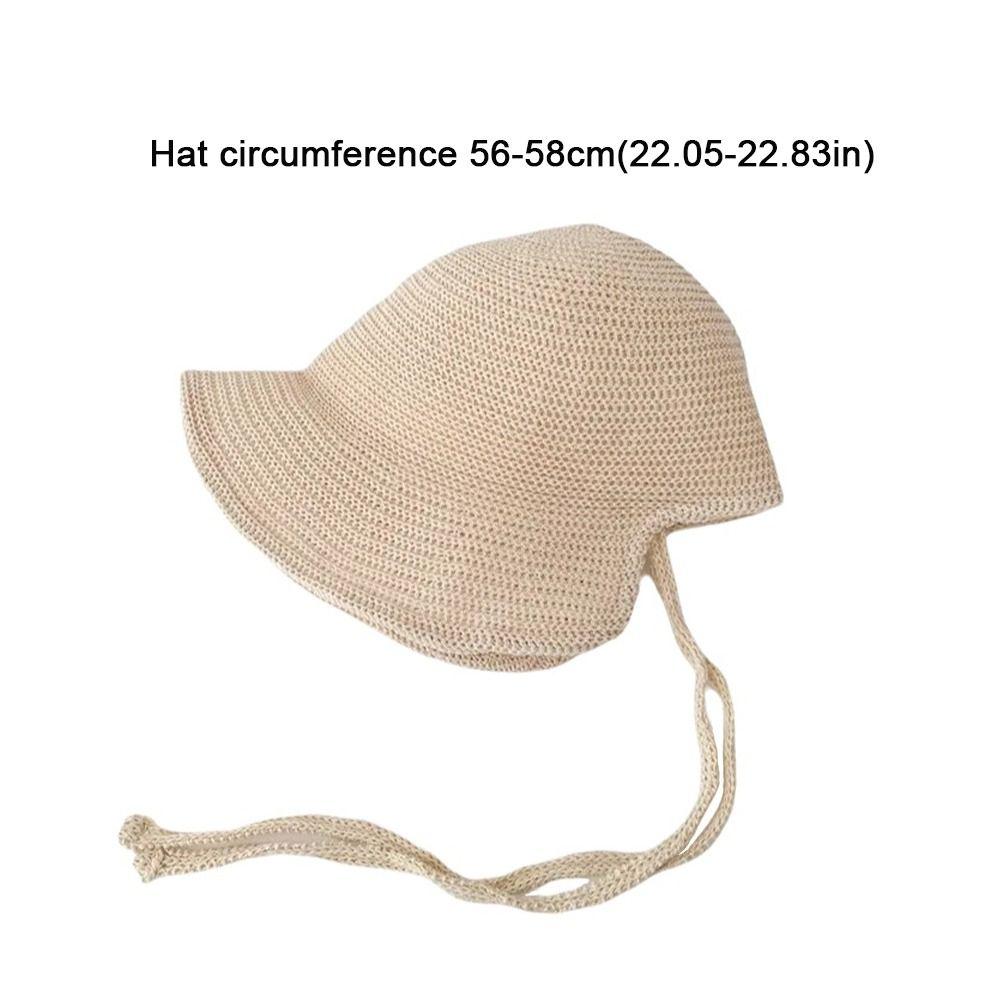 Summer Travel Wide Brim Straw Sun Hat Foldable Breathable Bucket Cap Cute Strap Beach Sun Cap For Women Female