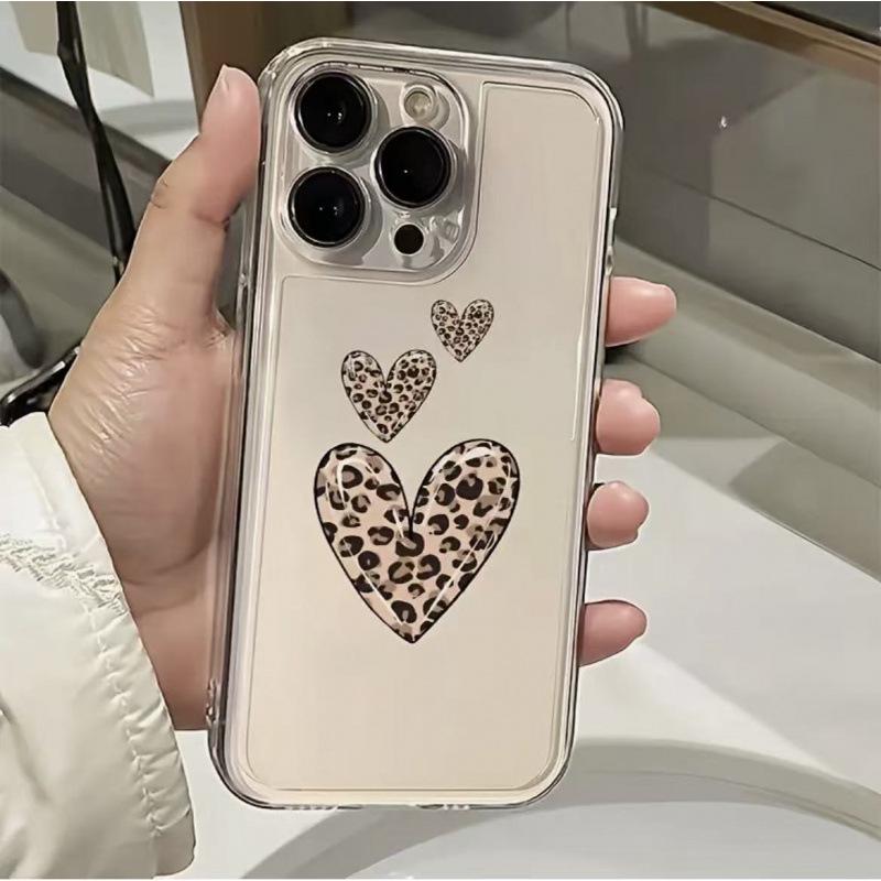 Leopard Print Heart Case for iPhone 13/14 Pro and 15/16/17 Pro Max