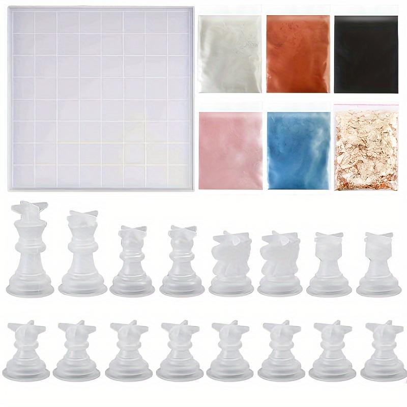 

Набор для шахмат из 23 предметов с силиконовыми формами - Набор для рукоделия «Сделай сам» для настольных игр, включает полноразмерные 3D-фигуры и форму для литья из смолы M
