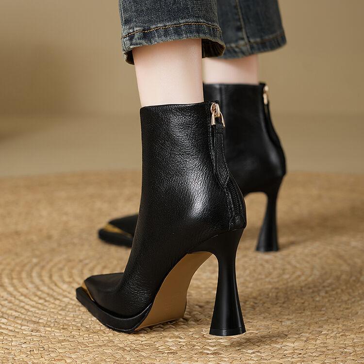 High Heels Women'S Autumn And Winter Stiletto Temperament Short Boots Velvet French High-End Single Boots Bare Boots