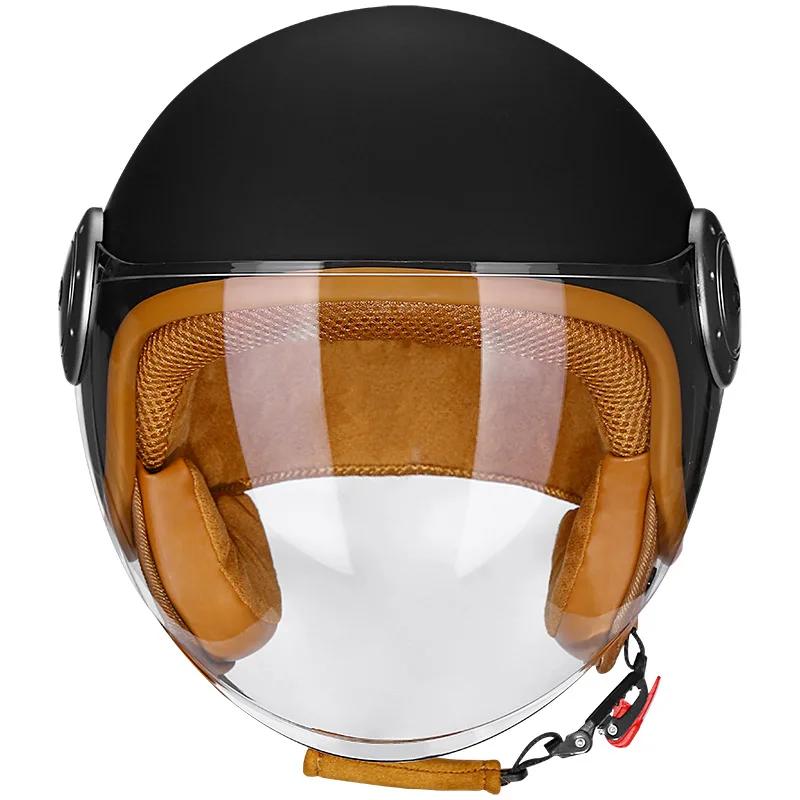 Retro Half Open Motorcycle Helmet Retro Cruising 3/4 Couple Helmet Coffee Shop Motorcycle Hat