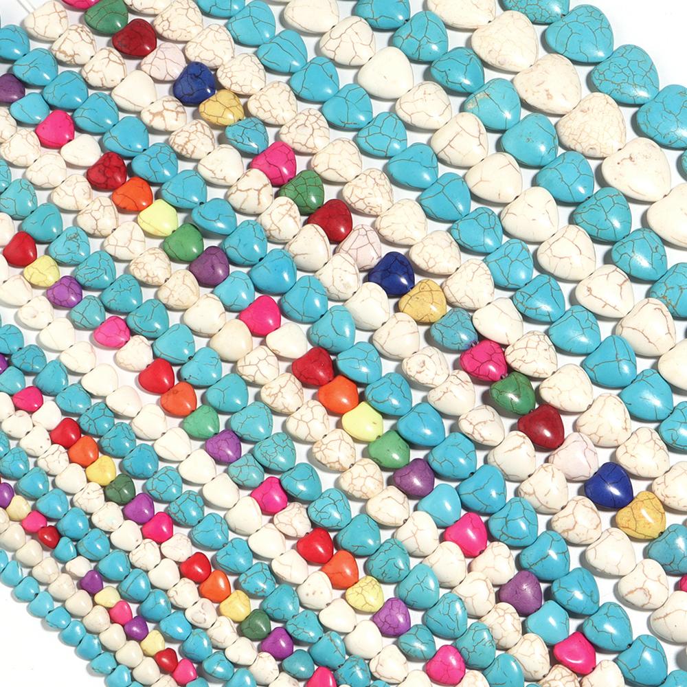 1String Multisize Natural Stone Beads Charm Heart Shaped Spacer Turquoise Beads For DIY Bracelet Necklace Jewelry Accessories
