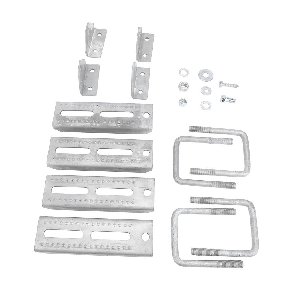 4 Sets 8 Inch Galvanized Swivel Top Bunk Bracket Kit with Hardware for 3inx3in Boat Trailer Crossmember Square U Bolts