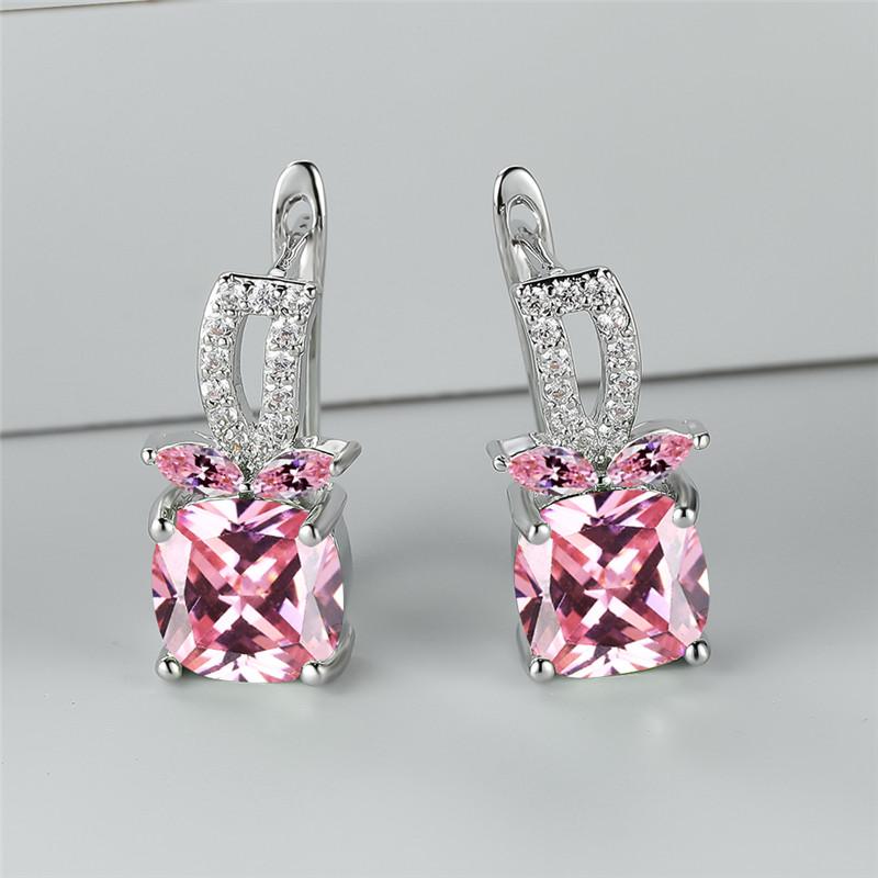 

Модные белые квадратные серьги с кубическим цирконием, женские милые серьги-кольца с фруктами, модные серебряные украшения для женщин, аксессуар розовый