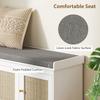 Shoe Storage Bench with Woven Rattan Doors, Seat - White