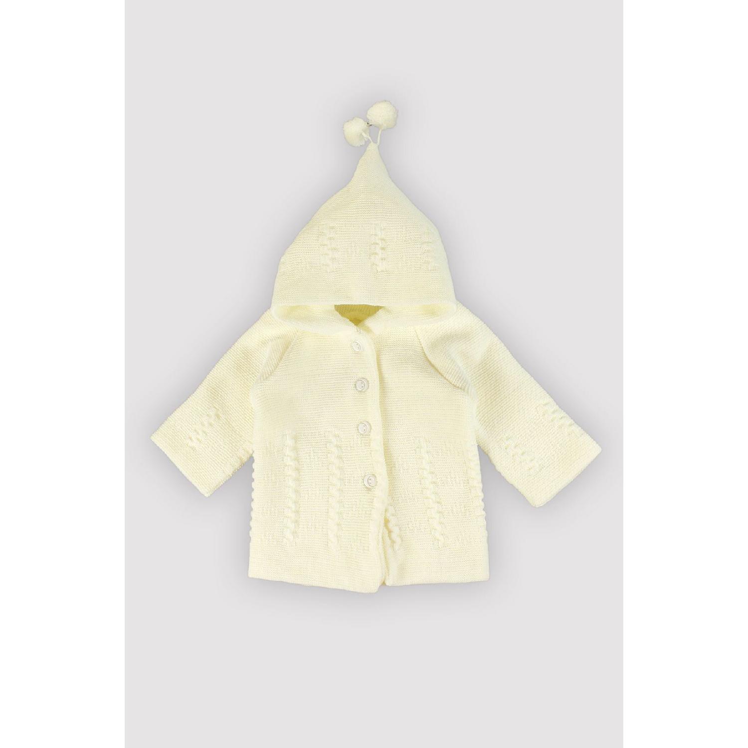 

Baby Add 5 Pay 4 Подарок для новорожденного Трикотаж Шерстяной вязаный кардиган с капюшоном Двухслойный помпон Ретро 1028 9 - 12 Ay белый