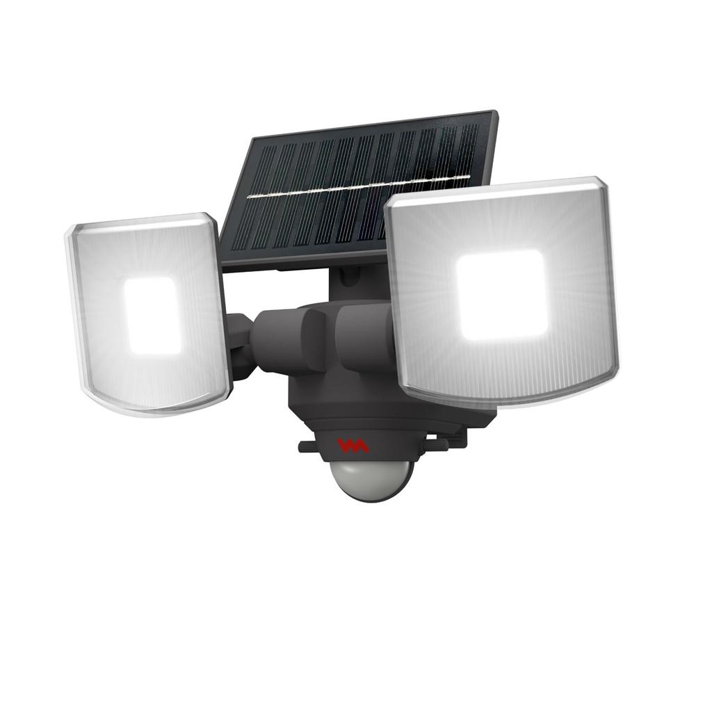 MUSASHI LED Sensorlicht, Solarbetrieben, Abnehmbares Panel, Mehrarmig, Energiesparend, Außenbereich, Automatische Beleuchtung, Sicherheitslicht, Verstellbarer Winkel, Pe