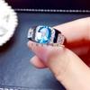 Blue Topaz Oval Cut Gemstone With 925 Sterling Silver Ring For Men's #258 JL375725491547