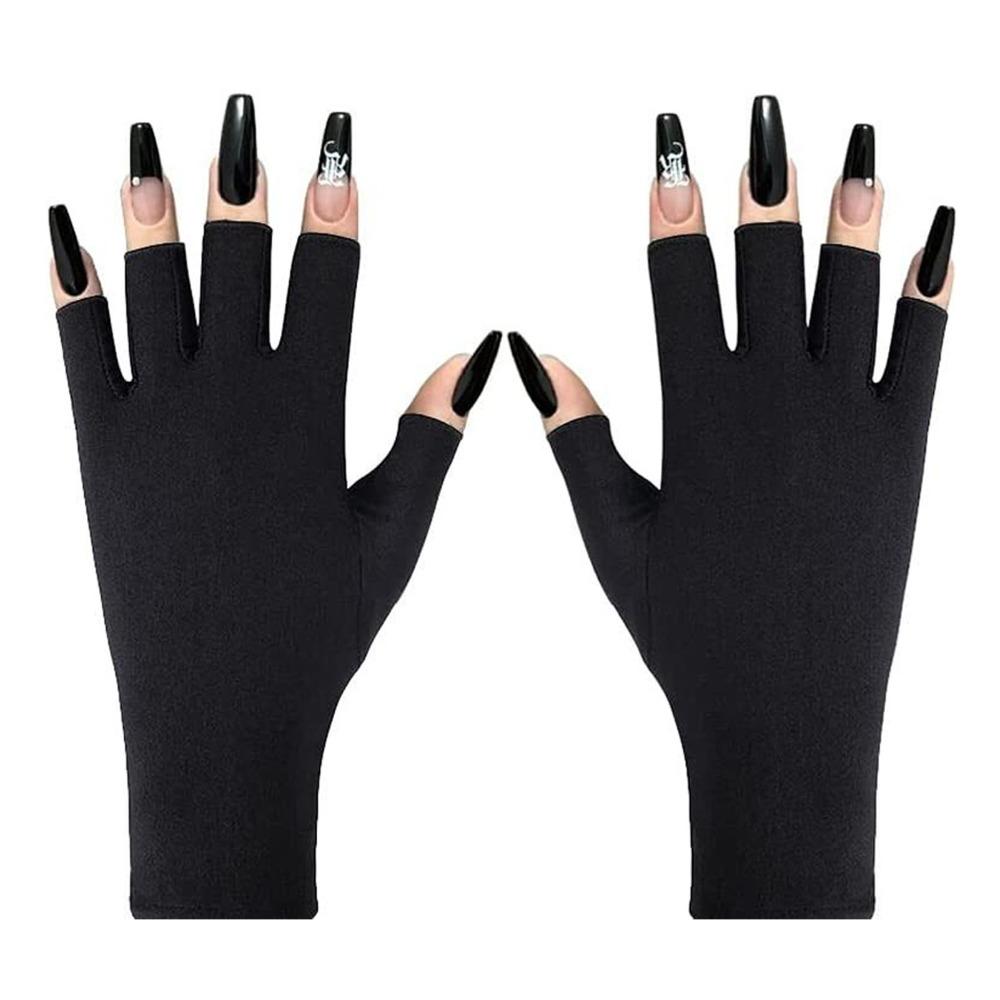 2pair Excellent Elasticity Nail Lamp UV Blocking Gloves Home DIY Nail Art Protection