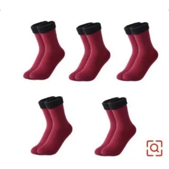5PCS Women's Bare Legs Thickened Plush Meat Color Winter Postpartum Plush Warm Cotton Socks Artifact Mid Tube Snow Socks for Wom
