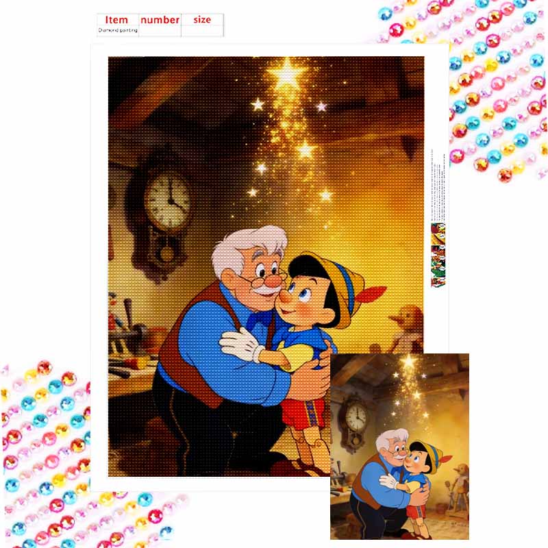 Disney Pinocchio and Geppetto diamond painting mosaic art kit 5D handmade diy gift home decoration Round 20x30cm