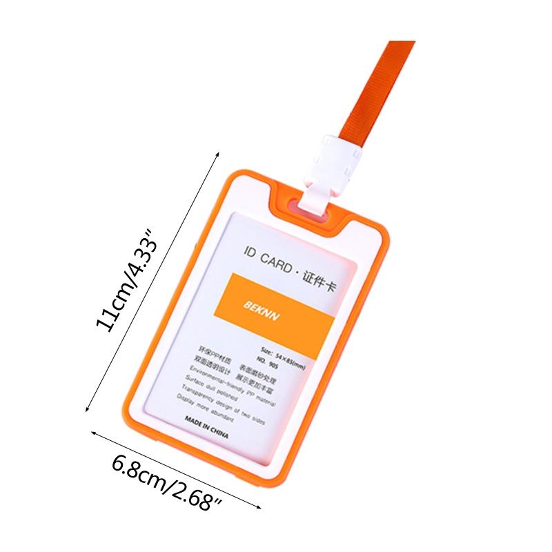 ID Name Card Sleeves 17' Lanyards Badges Pendant Kit Waterproof Non-scratch Fit for Factory Worker Office Staff Student
