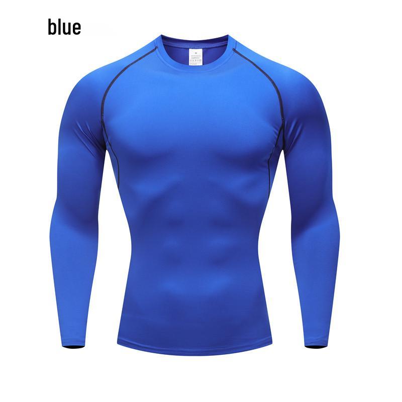 

Мужская спортивная компрессионная футболка с длинным рукавом для бега и баскетбола – быстросохнущий базовый слой с высокой эластичностью XXL синий