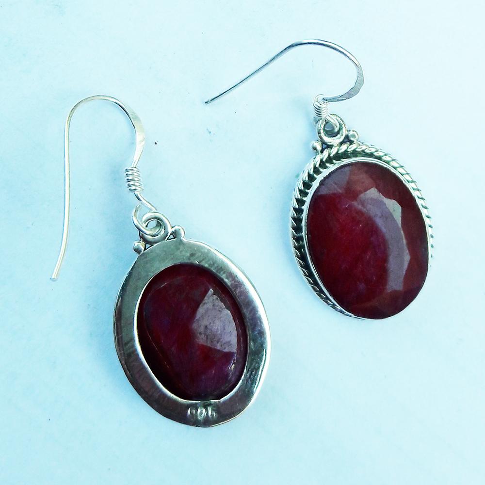 Red Ruby Earring, Oval Earring, Handmade Earrings, 925 Sterling Silver Earrings, Gift for Her, Light Weight Earrings