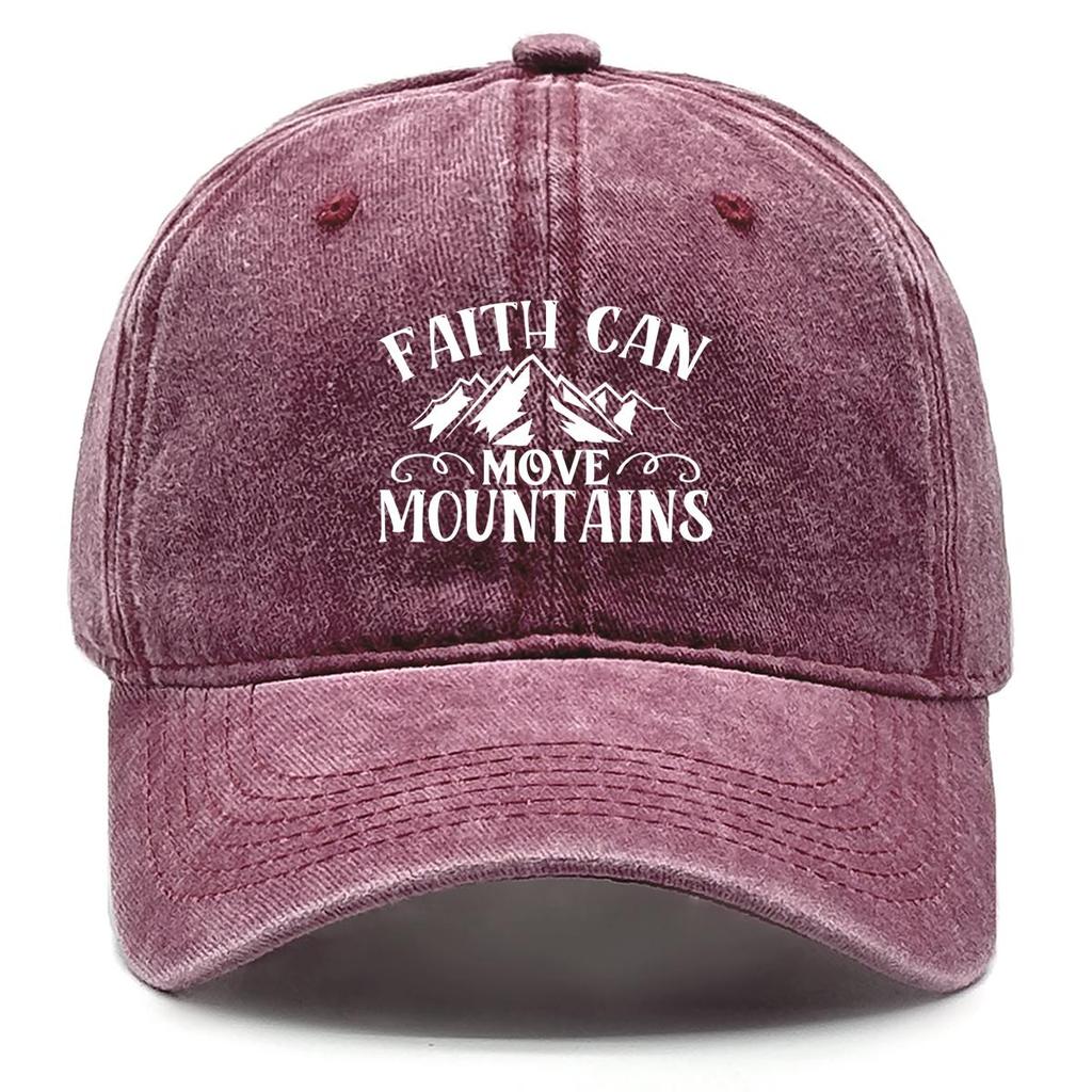 FAITH CAN MOVE MOUNTAINS" Print Snapback Baseball Hat, Flat Cap Sporting Vintage Sunshade Casual Adjustable Baseball Cap