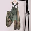 Damen Jumpsuit Ärmellos Weites Bein Ethnischer Stil Druck Locker Tiefer Schritt Tief ausgeschnitten Taschen