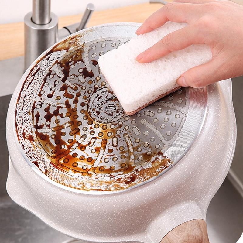 5pcs Double-sided Cleaning Sponges Wipe Scrubbing Pan Pot Dishwashing Scouring Pad Household Tools Kitchen Tableware Brush