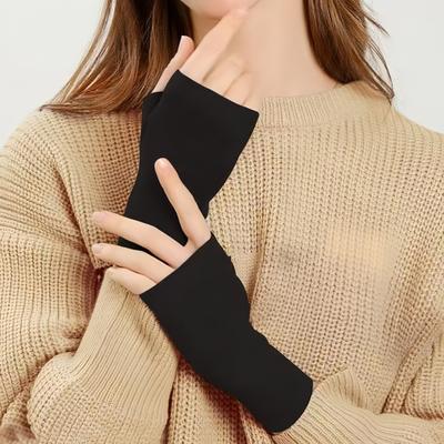 Yousheng Winter Fingerless Gloves Open Thermal Mittens with Thumb Holes Warm Half-Finger Gloves for Women Men Typing Texting Writing
