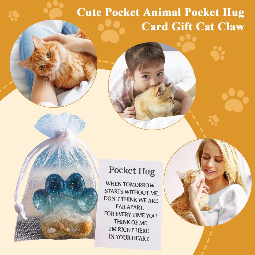 Pocket Hug For Pet Loss, Glitter Blue Pocket Hug With Memorial Card And Envelope, Remembrance Bereavement Gift For The Loss Of A Dog Or Cat