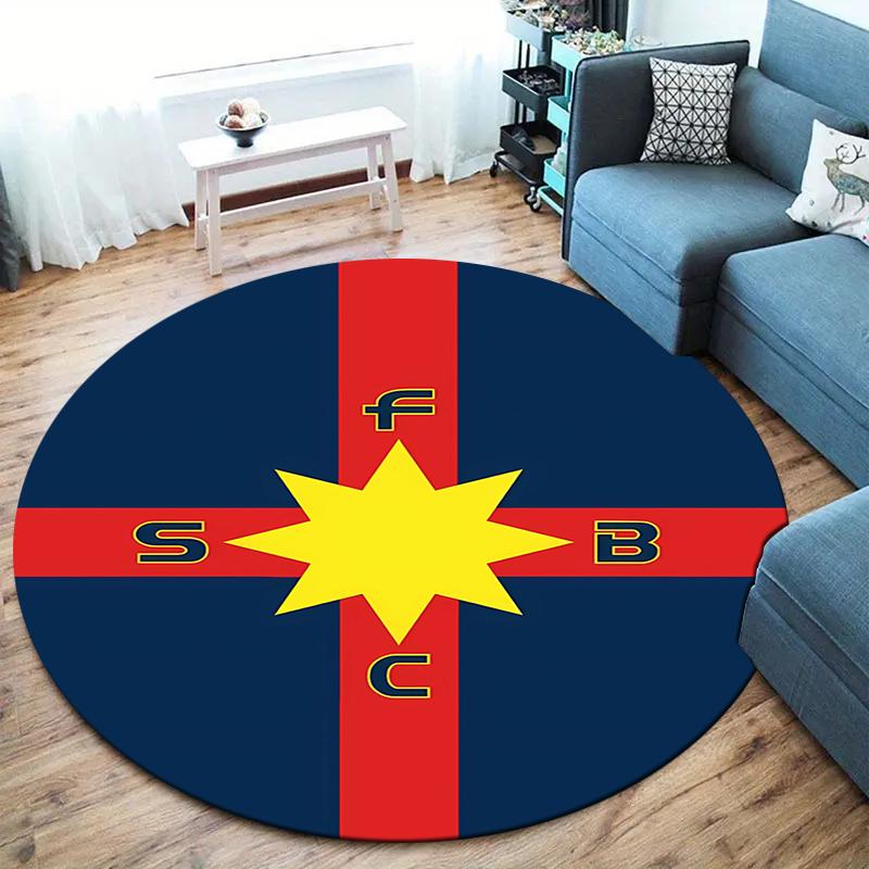 Tappeto Rotondo FCSB, Tappeto per Soggiorno Camera da Letto Divano Sala Giochi Decorazione, Tappetino Antiscivolo