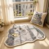 2D Printed Cat Shape Floor Mat Crystal Velvet Bedside Carpet Animal Area Rug  Bathroom Floor