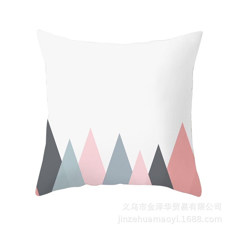 Modern Simple Pillow Cover Office Cushion Cover Pink Geometric Print Cushion Home Furnishings Home