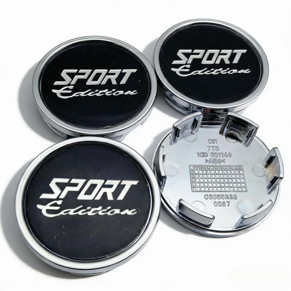 4pcs Sport Edition Logo Badge Emblem Car Wheel Center Caps 58MM Clips 53MM Wheels Hub Cap Rim Hubcaps Dust Cover Car Accessories