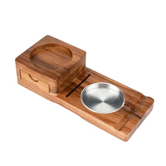 huaqianguhh Wooden Ashtray with Whiskey Glass Holder & Drawer, Natural Wood Ash Tray for Indoor Outdoor, Heat Resistant Holder, Birthday Gifts Men