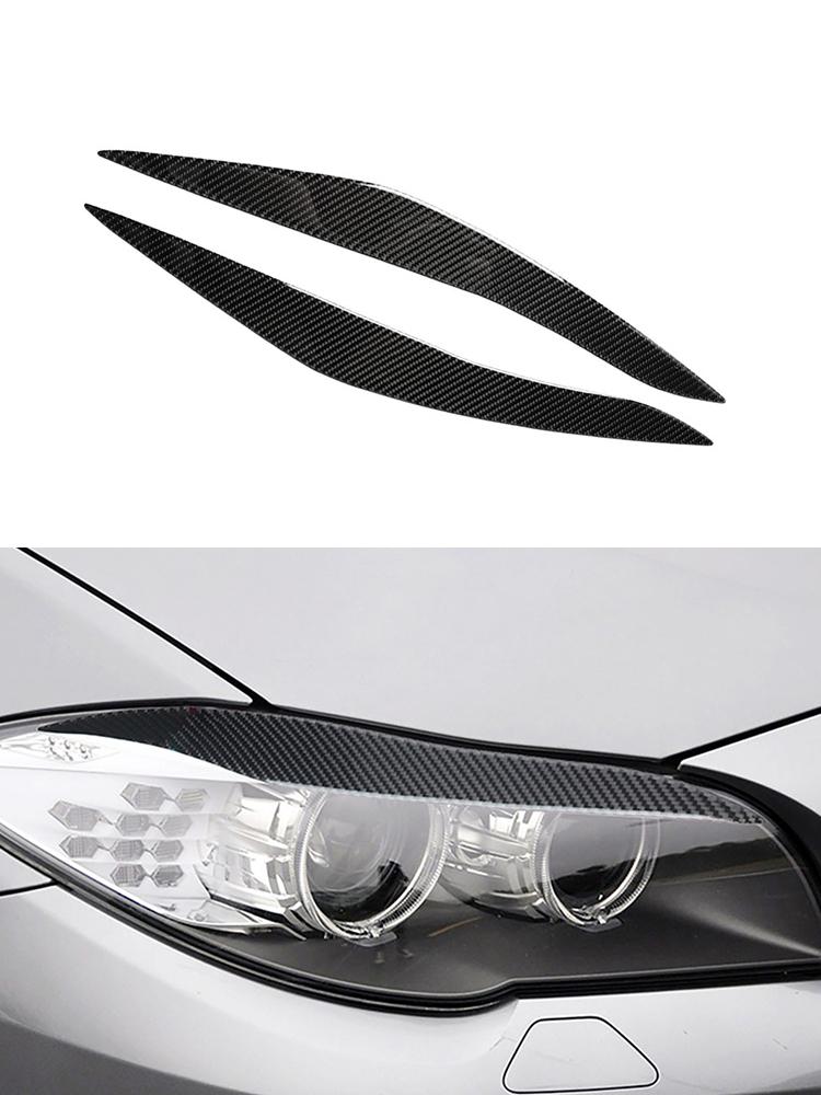 For BMW 5 Series F10 2010-2016 Carbon Fiber Car Headlight Eyebrow Eyelids Trim Cover Decoration Stickers