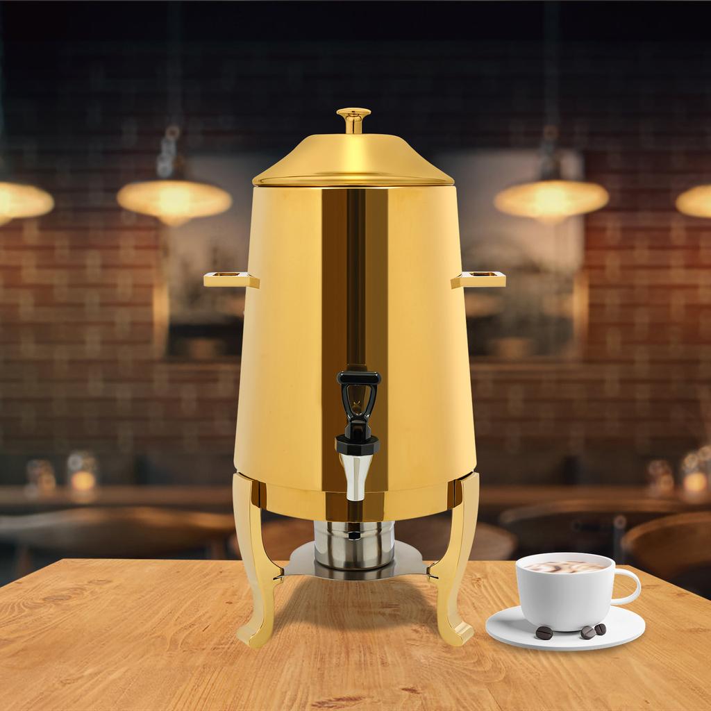 13L Golden Stainless Steel Beverage Dispenser, Insulated Drink Dispenser for Hot & Cold Coffee, Party Drink Container w/ Spigot