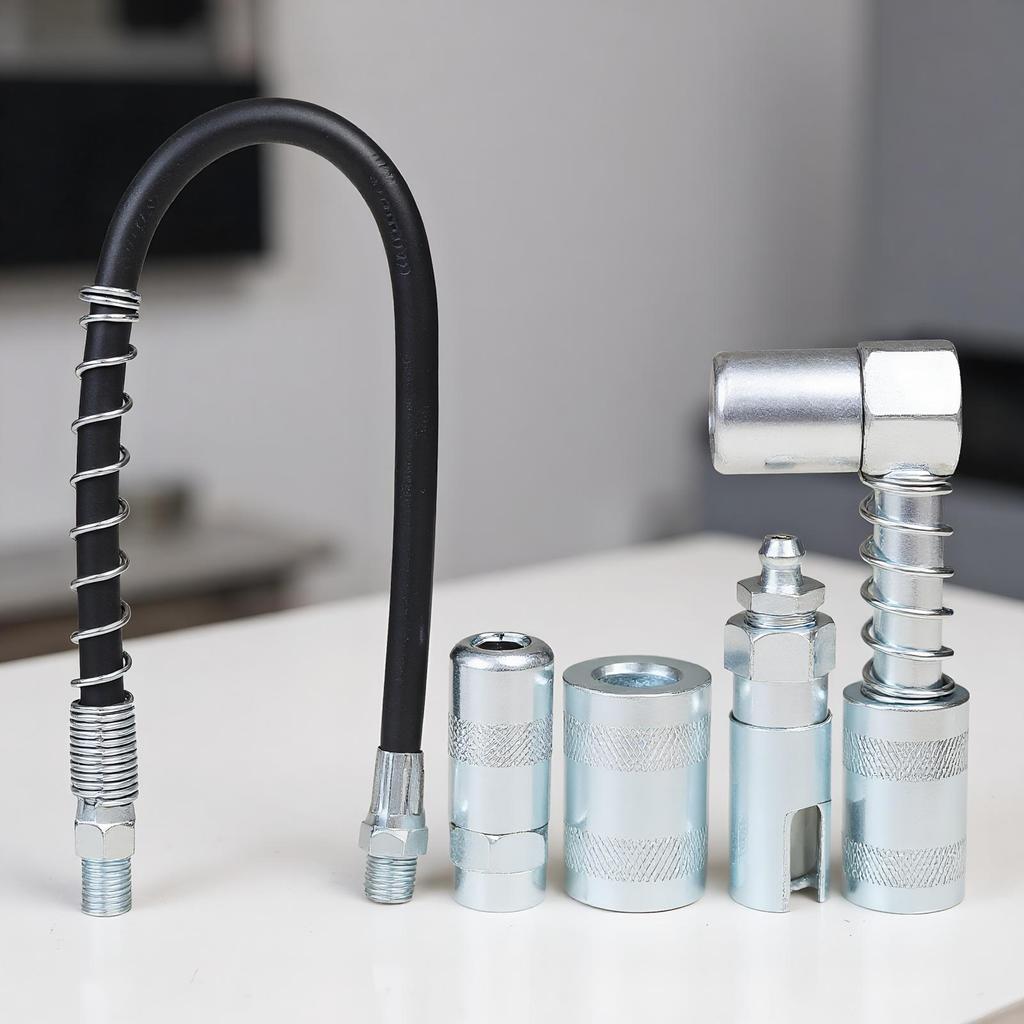 Grease Sprayer Lubrication Accessory Grease Sprayer Hose Kit with Fittings Vehicle Maintenance Carbon Steel Supplies for Repair