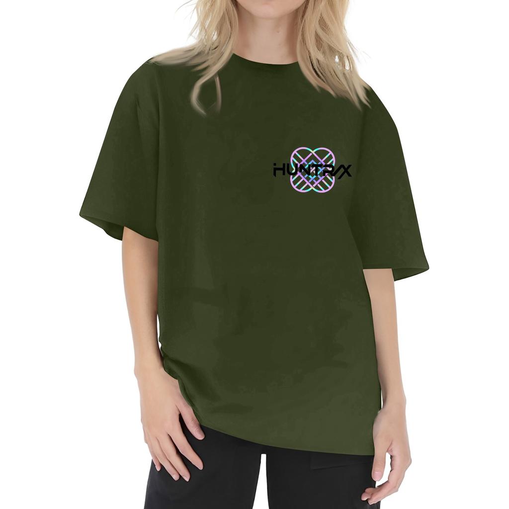 Damen Rundhals Bedrucktes Kurzarm T-Shirt Top